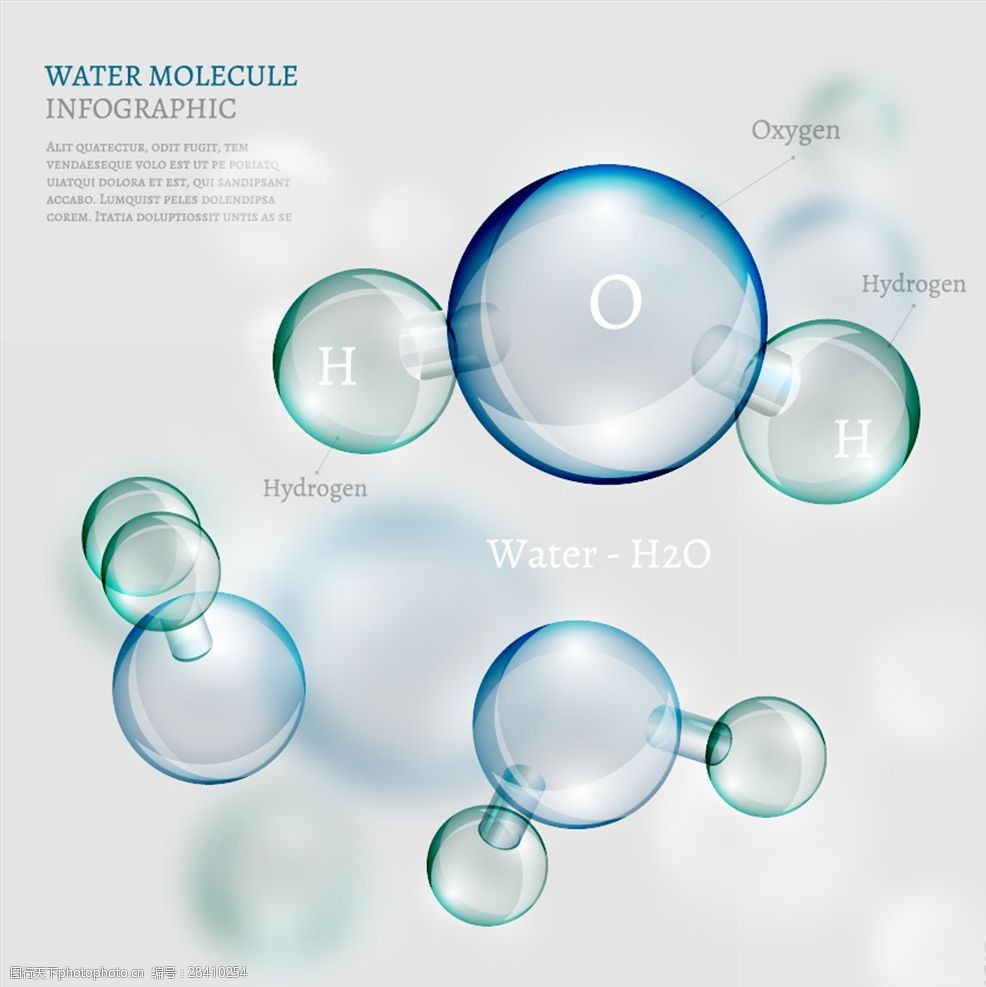 透明水分子信息图表元素矢量素材