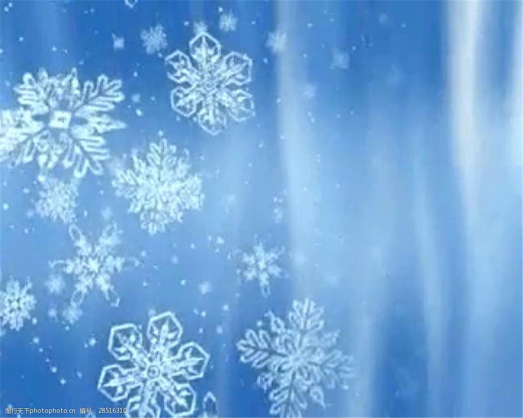 蓝白清新唯美雪花背景动态视频素材