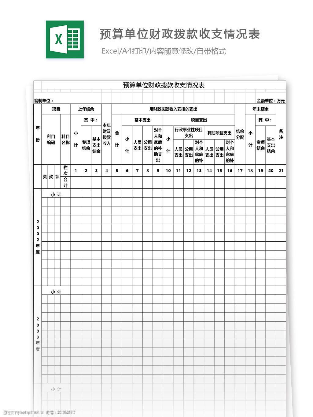 關鍵詞:預算單位財政撥款收支情況表格 表格模板 圖表 表格設計 表格