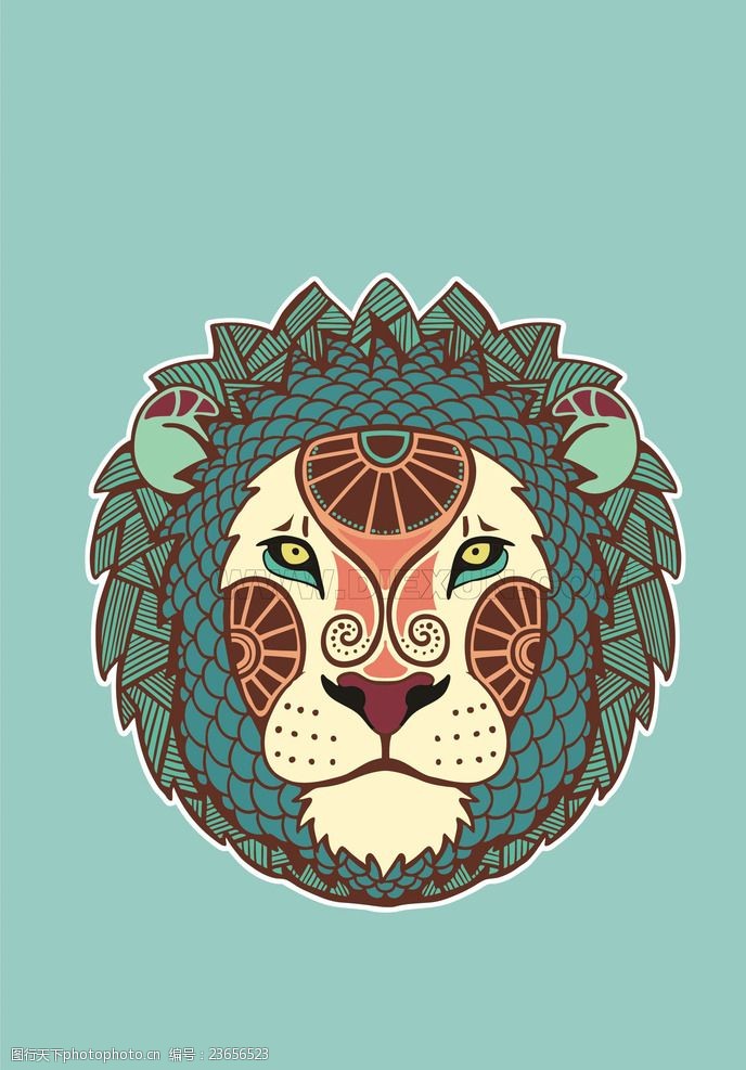 狮子动物锈花贴标