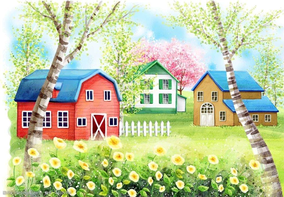 卡通户外城堡风景背景