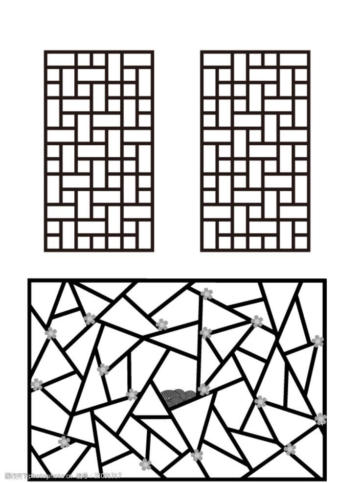 古代窗格图案简笔画图片