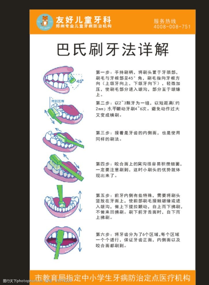 巴氏刷牙法矢量图刷牙方法