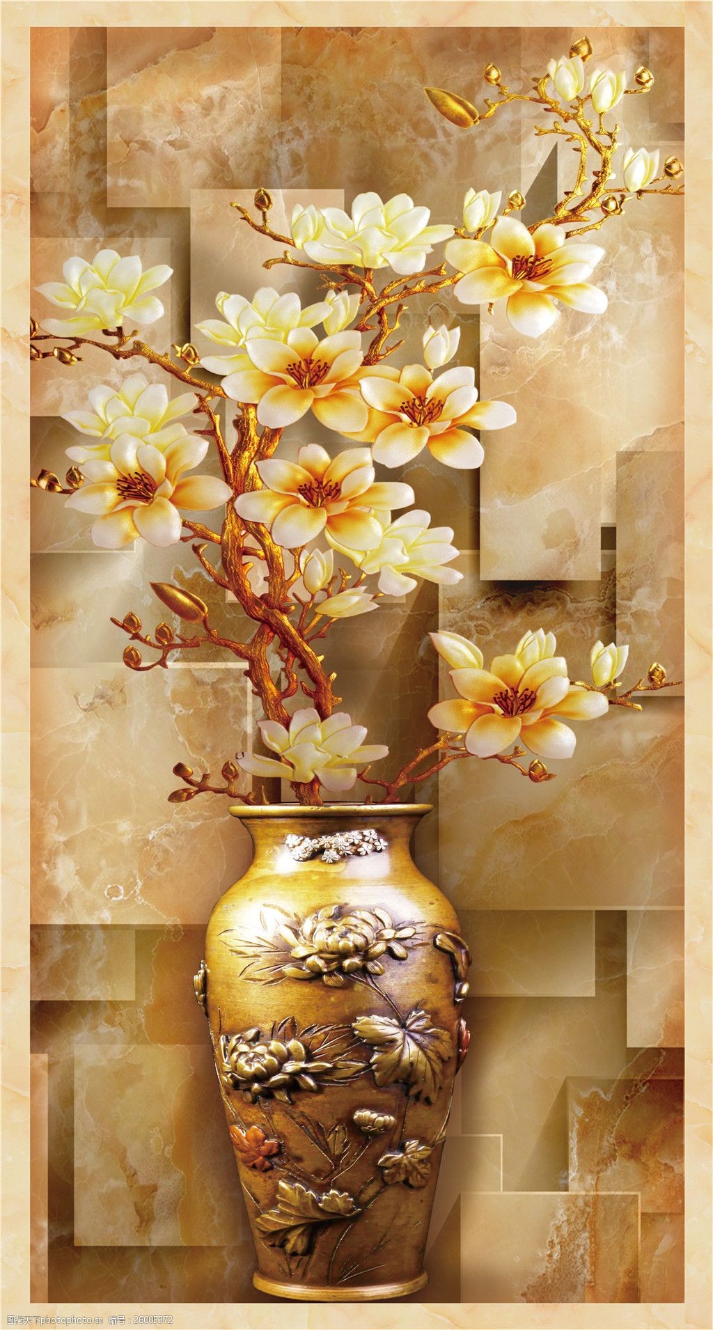 3d白玉兰花瓶玄关