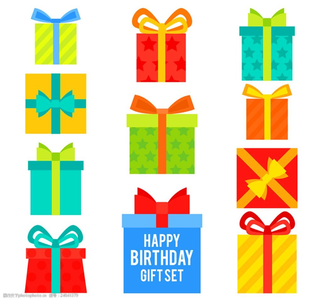 11款彩色生日礼盒矢量素材图片-图行天下图库