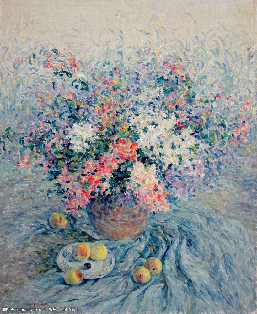 鲜花水果油画摄影图片
