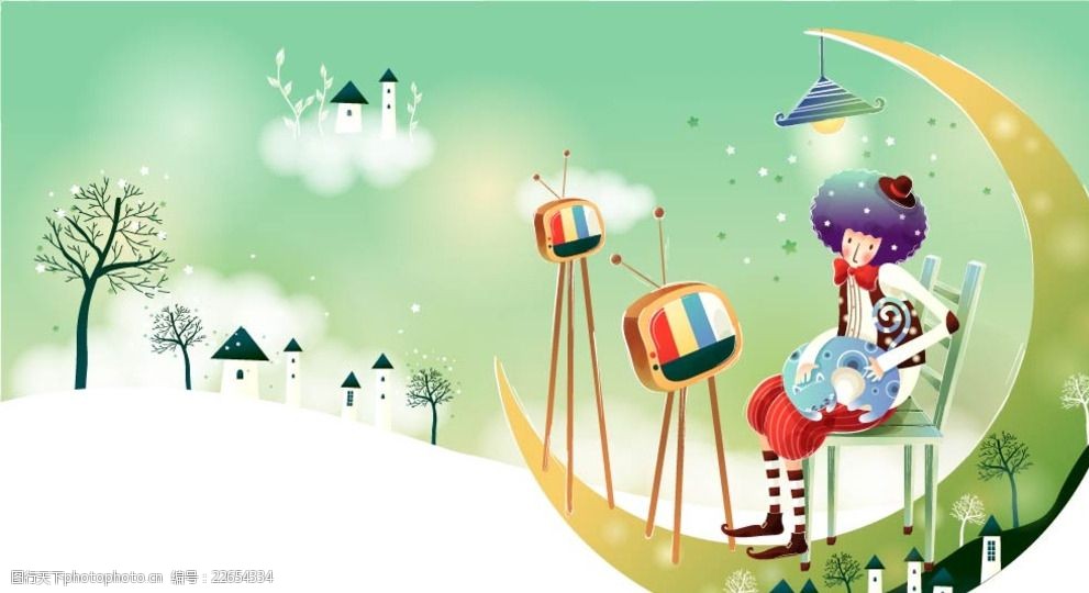 月亮上的人物素材