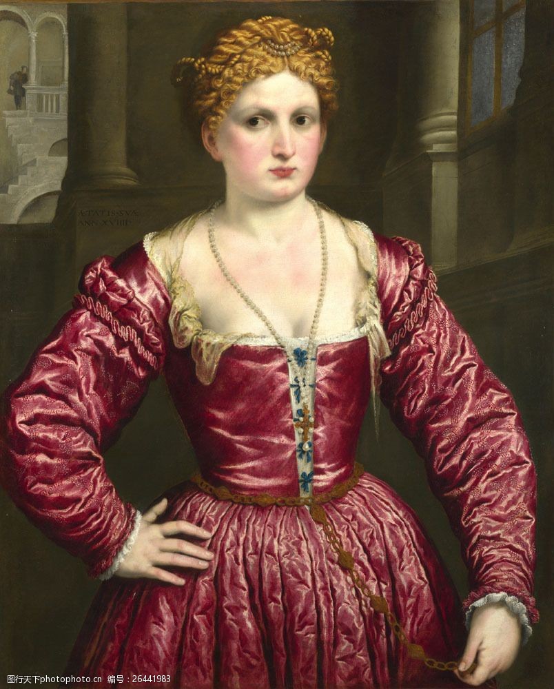 穿裙子的古代欧洲女子油画图片