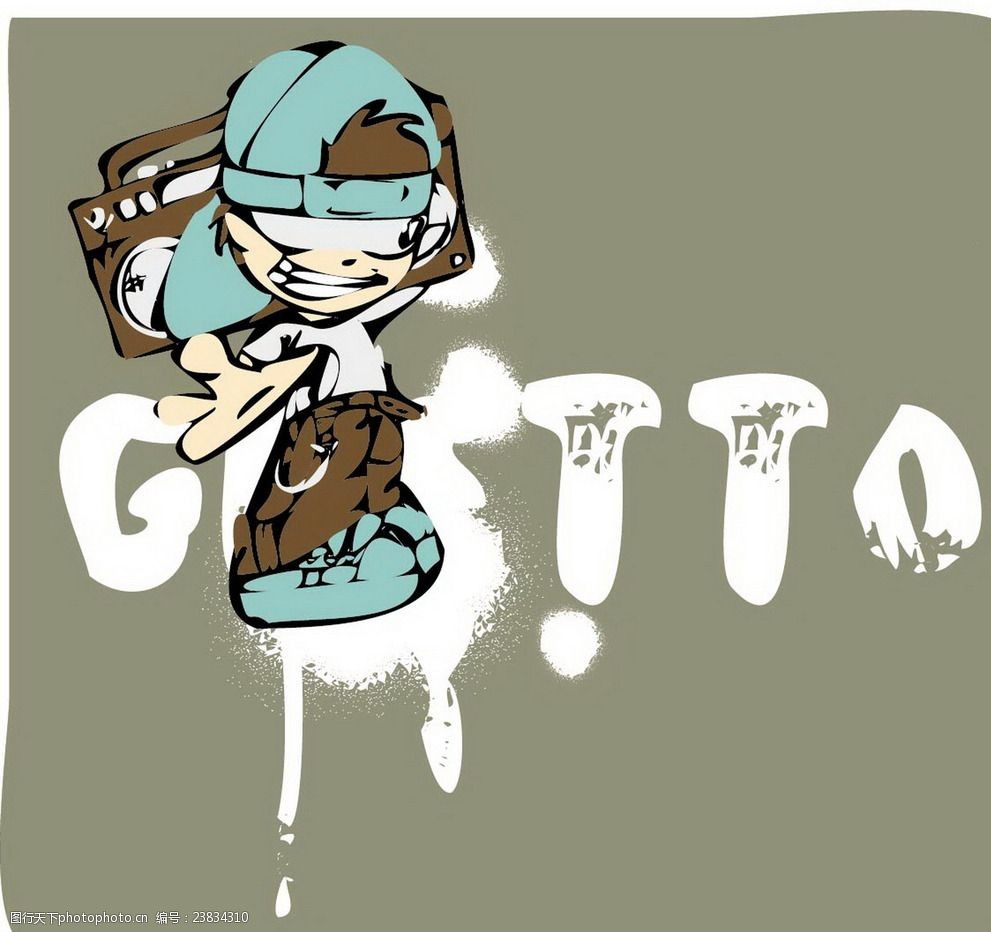 卡通涂鸦少年素材