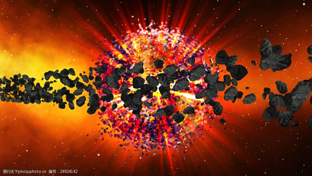 破碎的地球与陨石图片