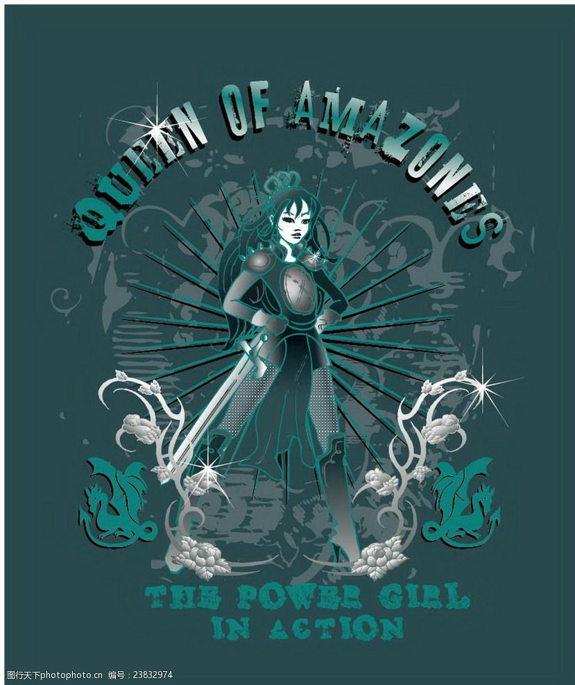 卡通欧美花纹人物素材