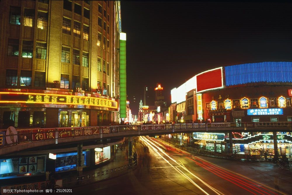 上海市街道夜景素材圖片