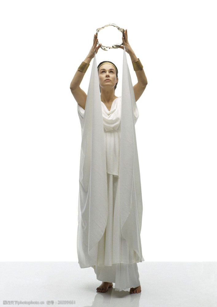 奥林匹克 外国女性 希腊 雅典 女性 神圣 圣洁 白裙 花环 祭司 摄影图
