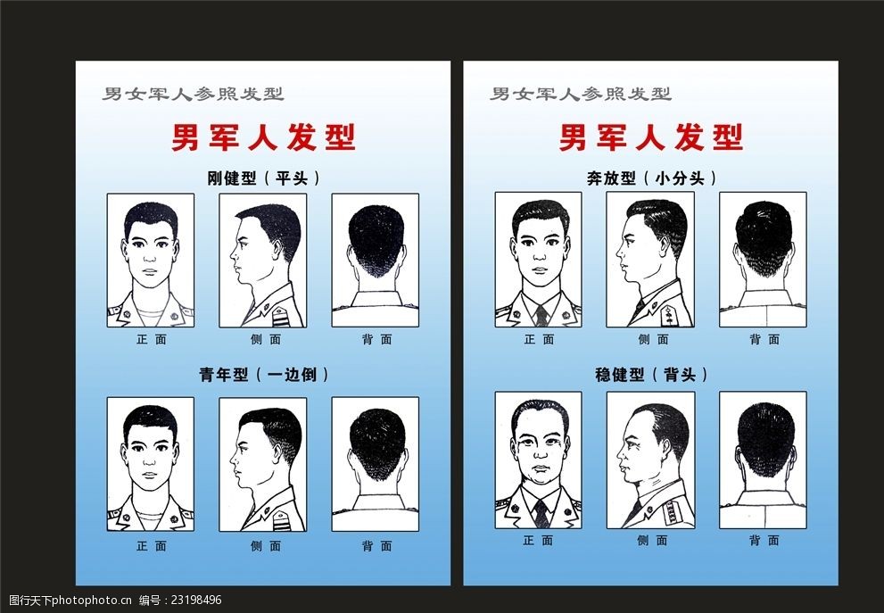 军人的四种头发型图片图片