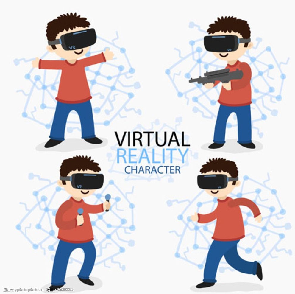 戴vr虚拟现实眼镜玩游戏