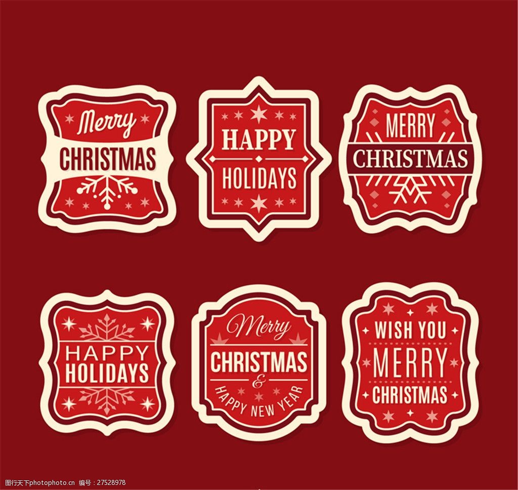 6款红色圣诞节标签矢量素材