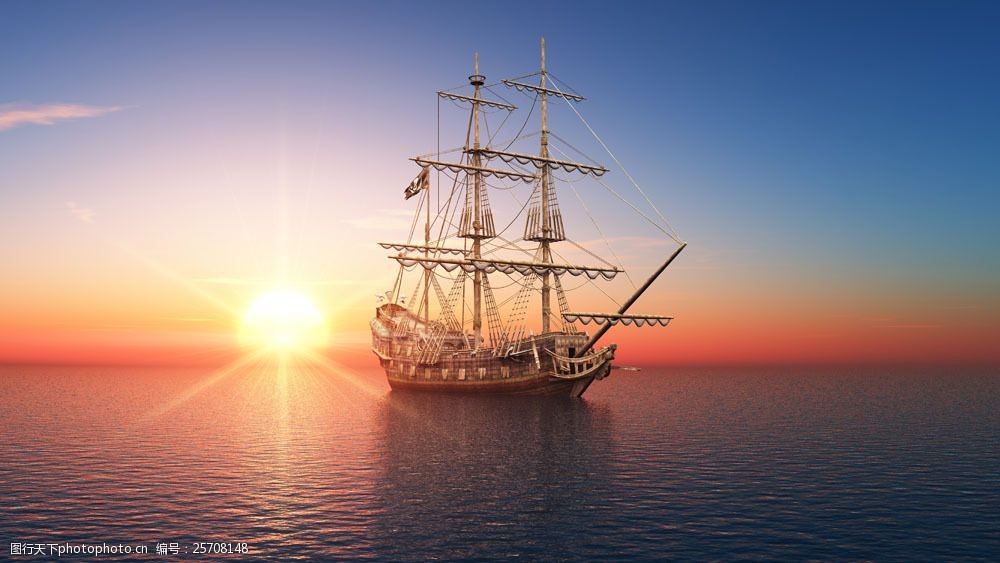 最美日出东方帆船图片图片