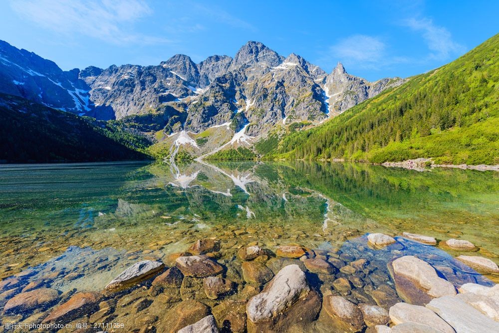 高原山峰湖泊风景图片