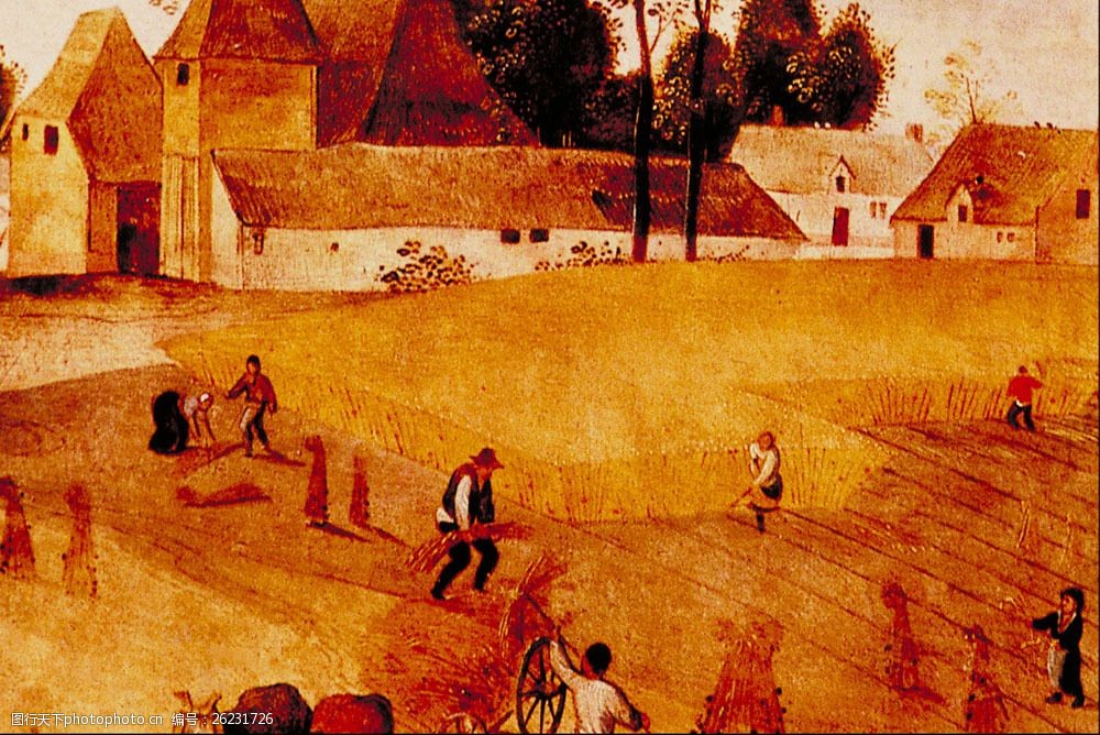 秋收季节油画图片