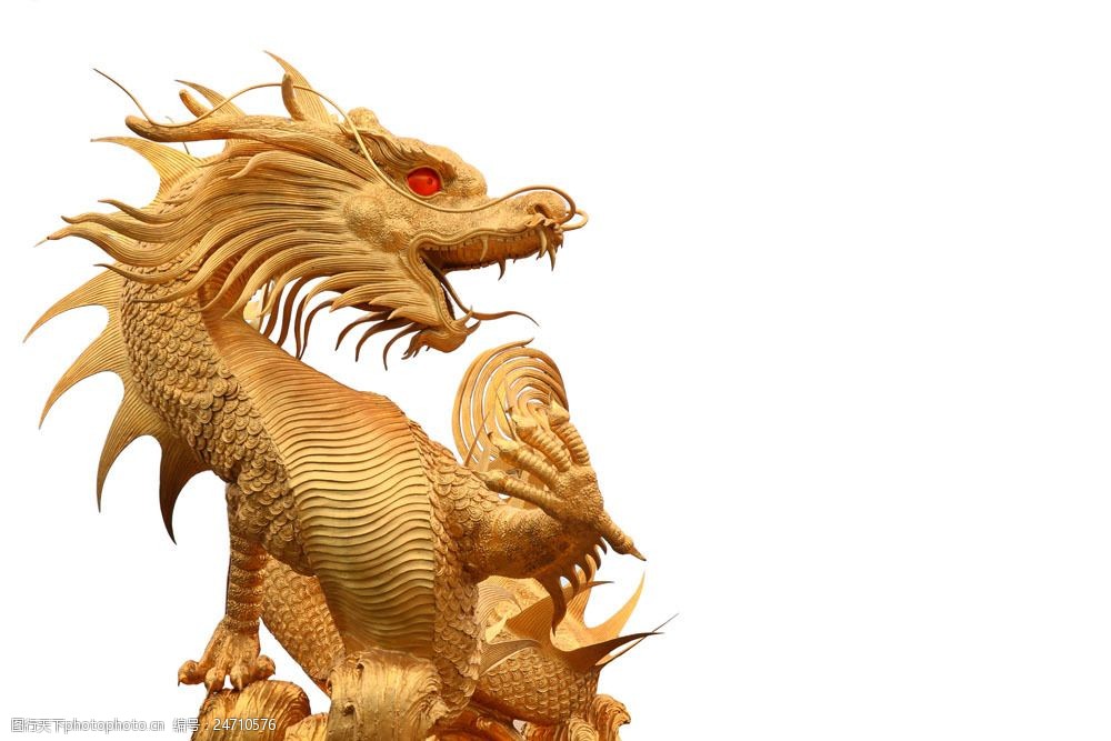 金黄色龙雕像图片