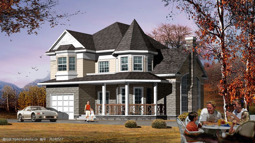 别墅建筑设计透视图片