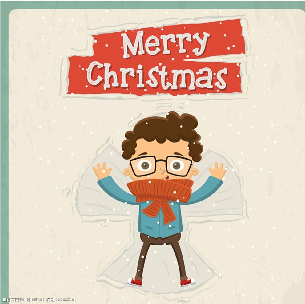 打滚的圣诞男孩矢量素材 男孩 圣诞节 雪地 打滚 扑腾 设计 动漫动画