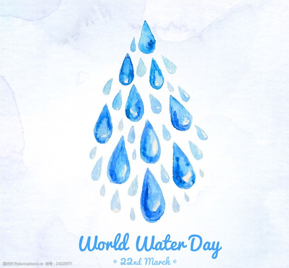 水彩 海报 水滴 世界水日 水资源 设计 商务金融 商业插画 ai