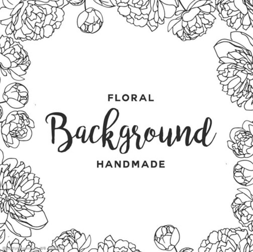 手绘线稿春季花卉海报