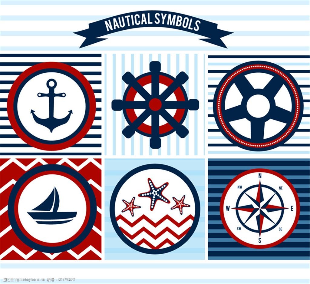 6款创意航海标签元素矢量素材