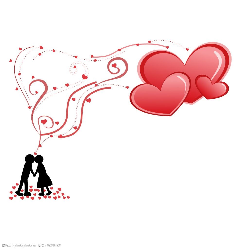 红色心形丝带情侣素材