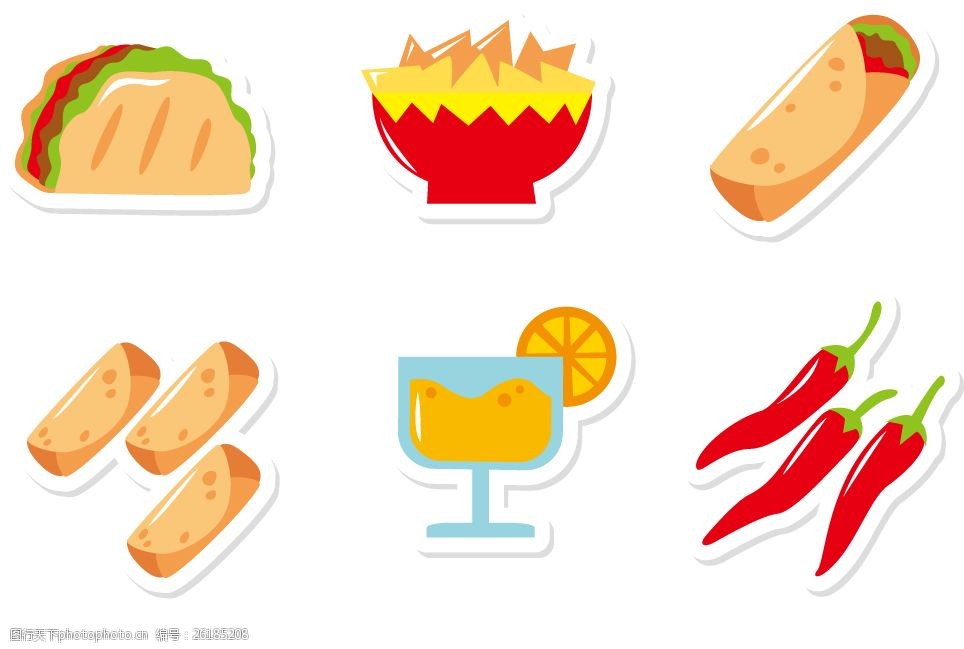 矢量扁平美食图标
