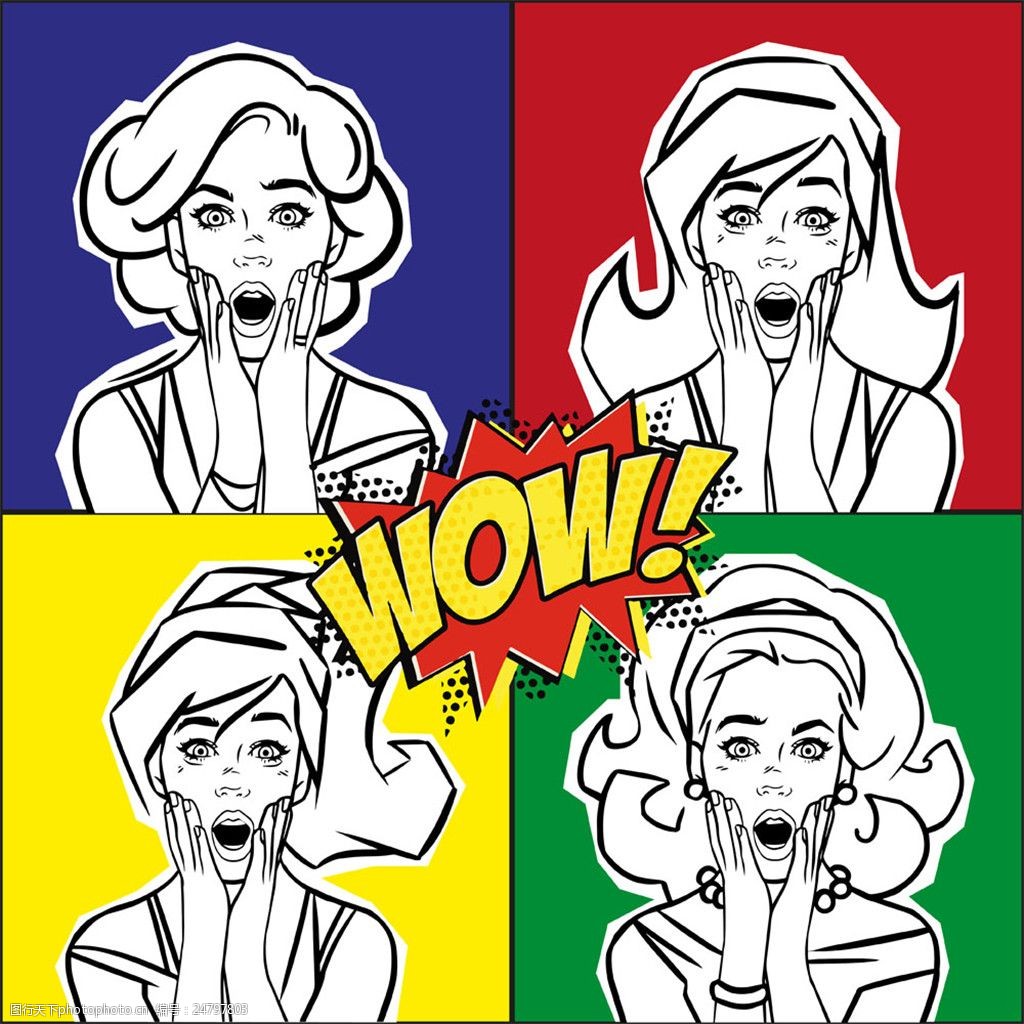 吃惊的美女漫画图片