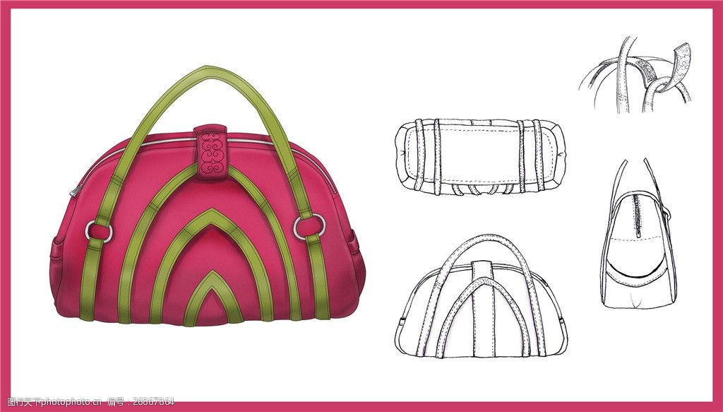 红色手提包设计图