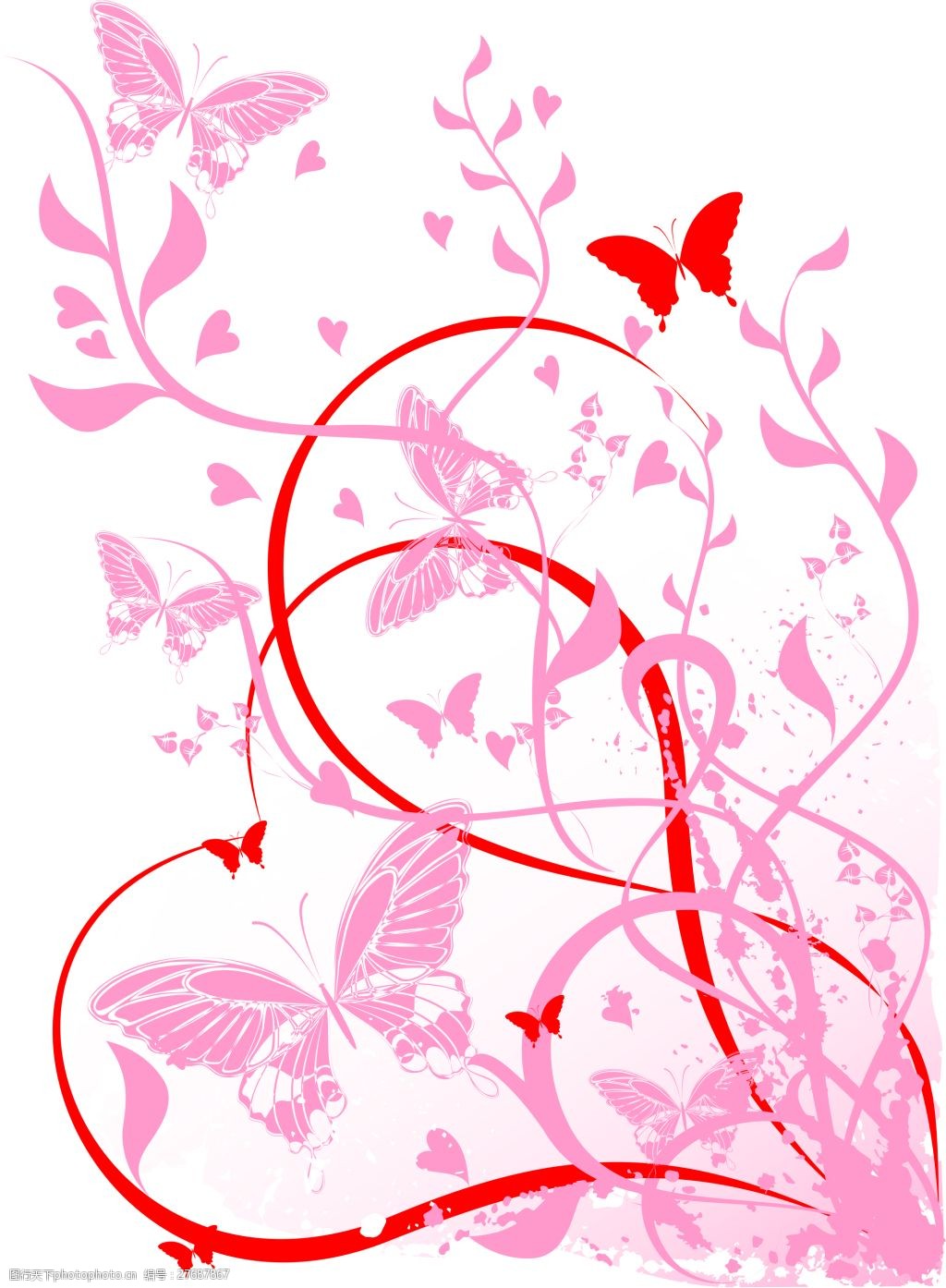 蝴蝶花卉花藤图案设计