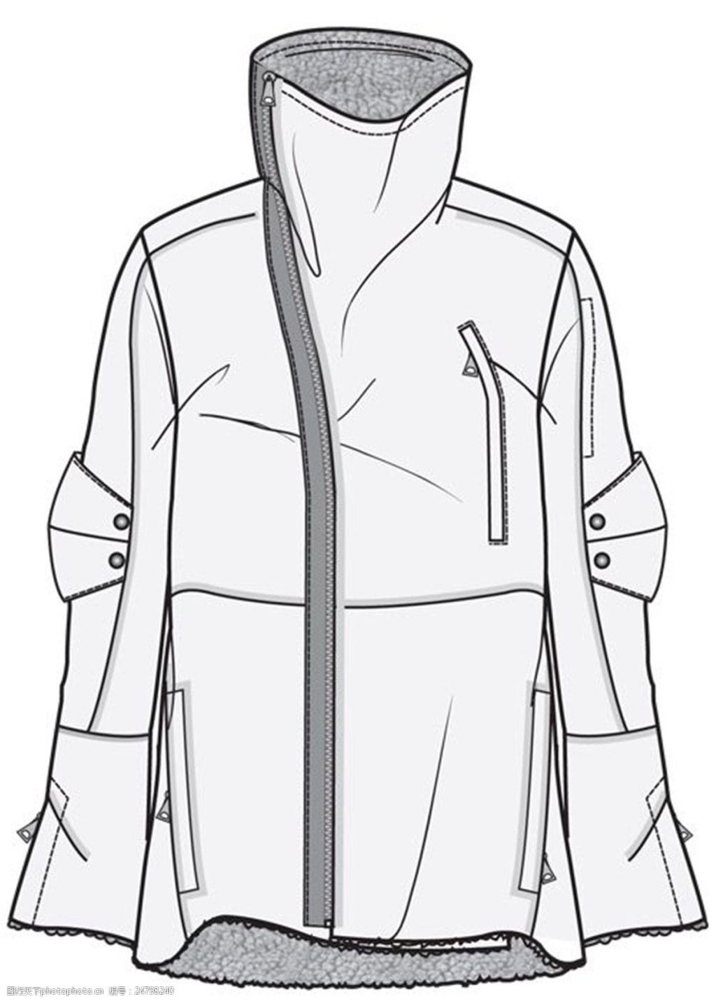 时尚高领外套设计图