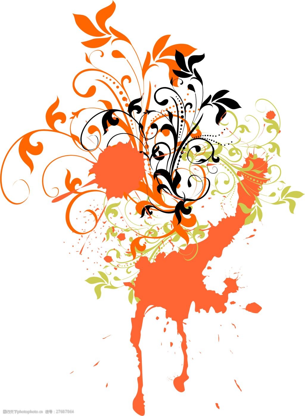 矢量喷墨花纹素材