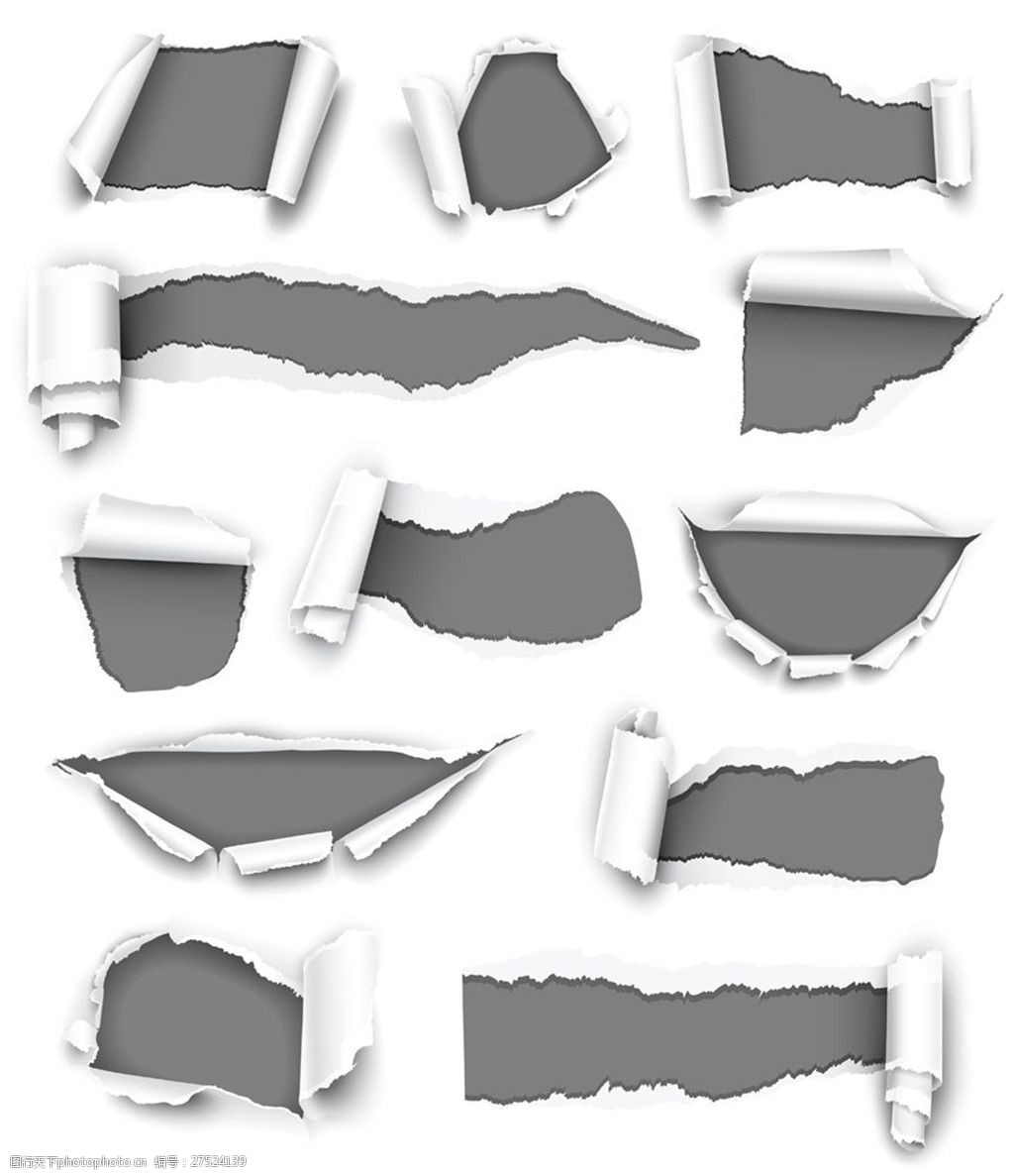 卷边灰色撕纸图片图片-图行天下素材网