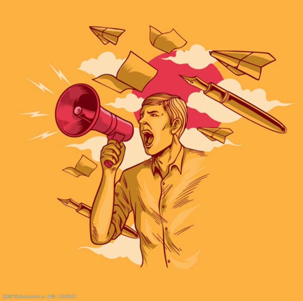 手绘文字记者的呐喊