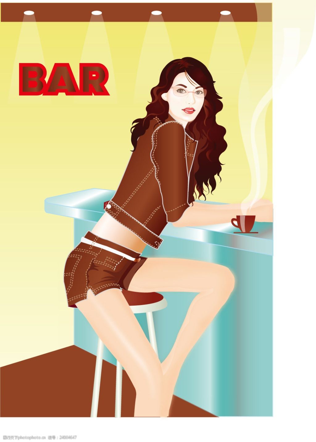 扁平酒吧插画