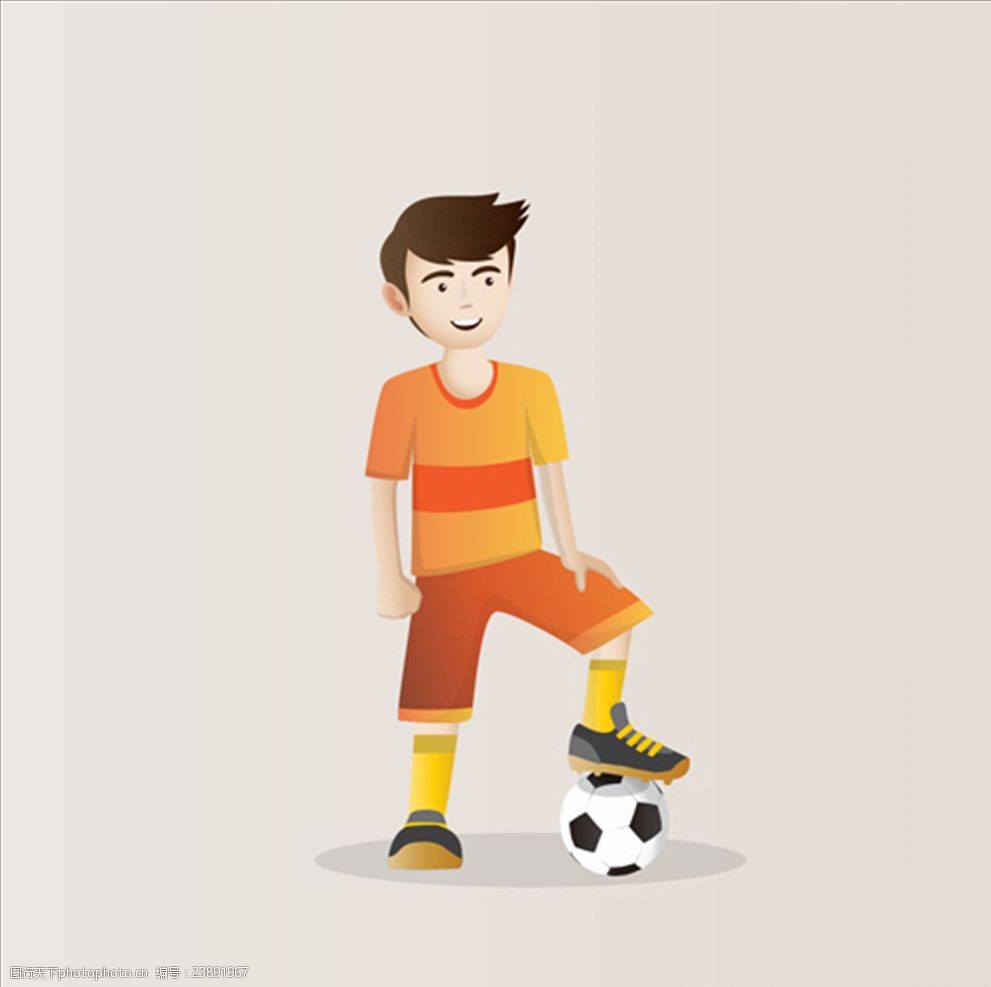 卡通踢足球的男生