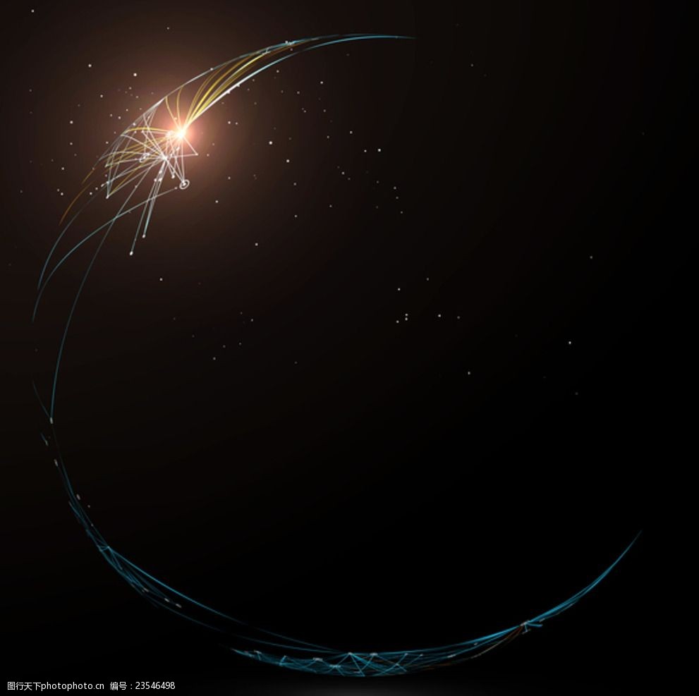 矢量粒子和线条深色背景图片-图行天下图库