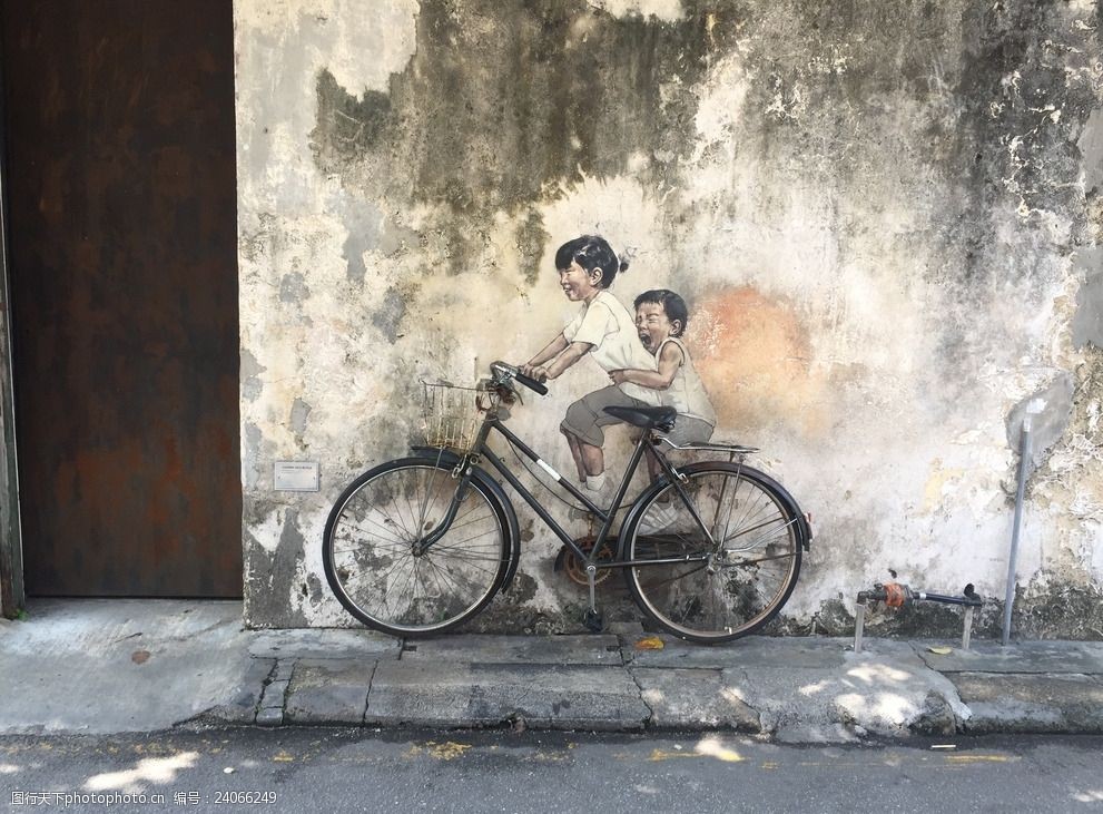 槟城壁画单车姐弟