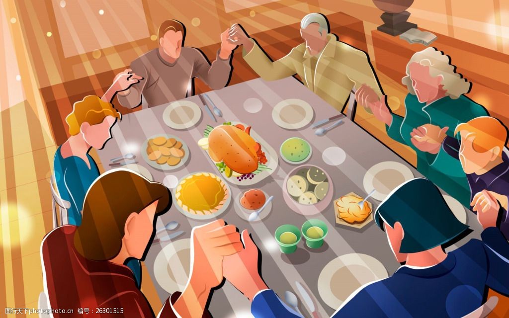 关键词:手绘卡通家庭背景 手绘 卡通 家庭      聚餐 欢乐 祈祷 祝福