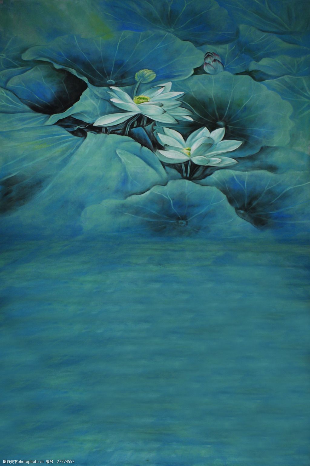 关键词:手绘蓝色荷花背景 手绘 水墨 中国风 荷花 莲池 荷叶 背景