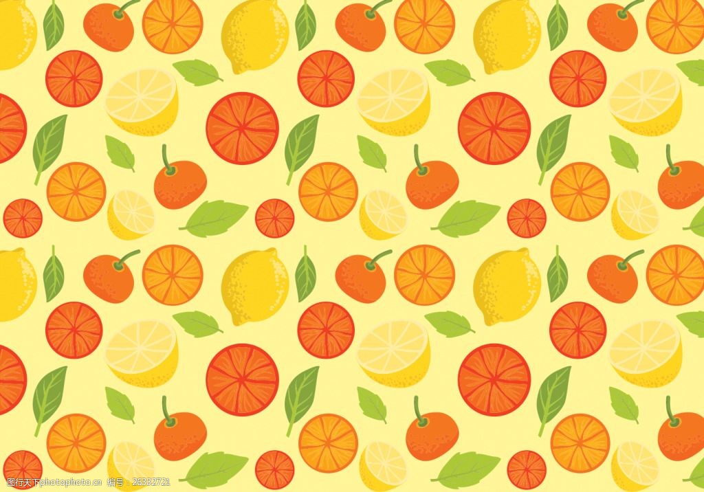 清新手绘橘子水果背景素材