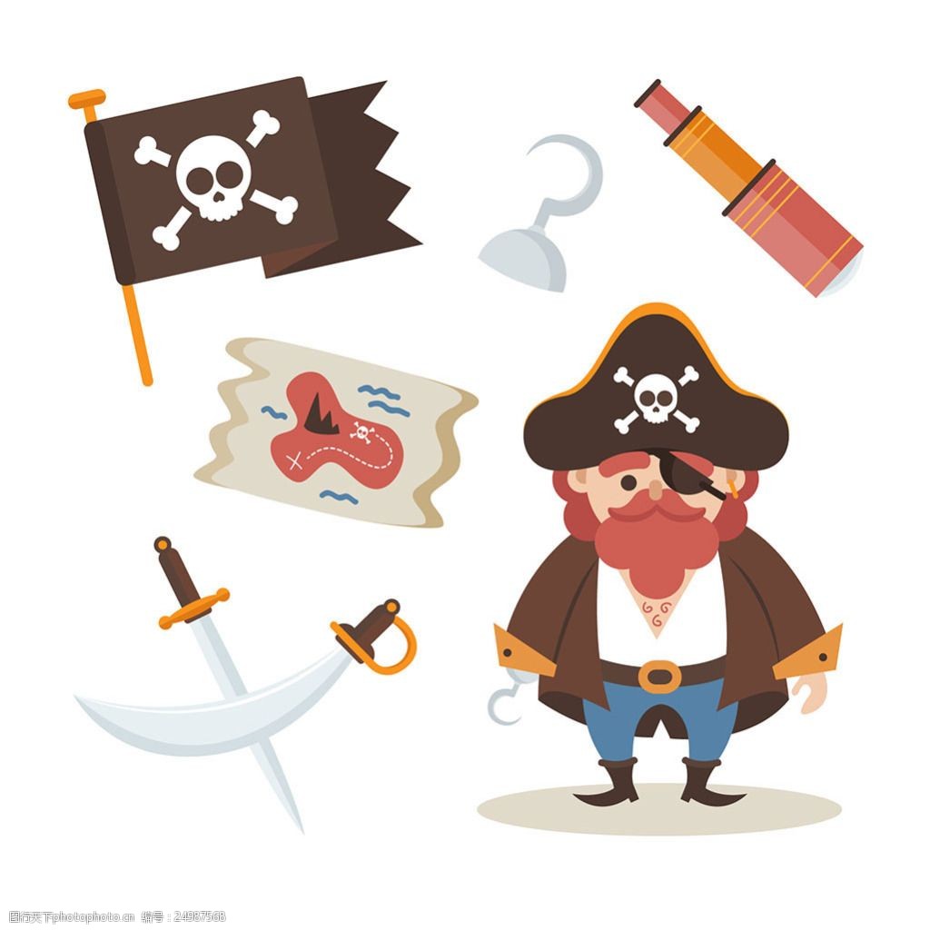 关键词:海盗船长人物与海盗元素矢量素材 海盗船长人物 海盗元素 矢量