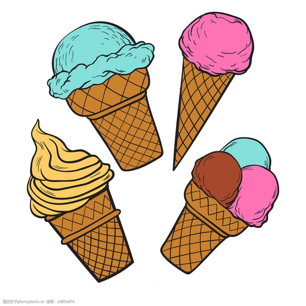 四个冰淇淋插图矢量素材