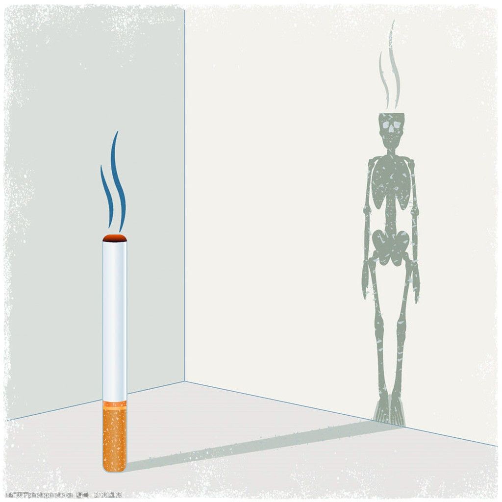 一支烟与骷髅阴影图片