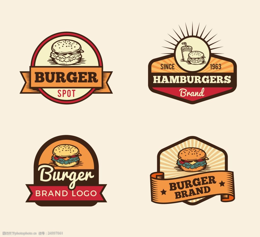 怀旧复古快餐美食图标