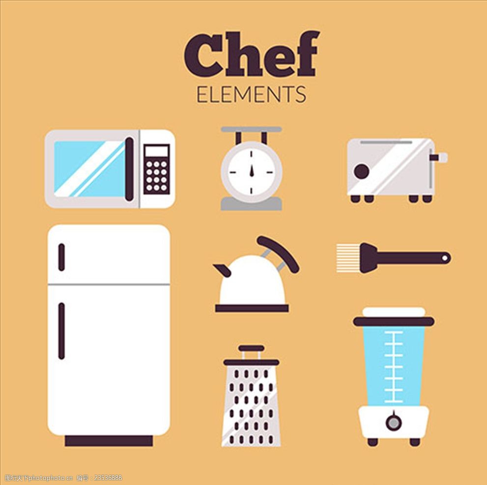 卡通厨房里的电器设备